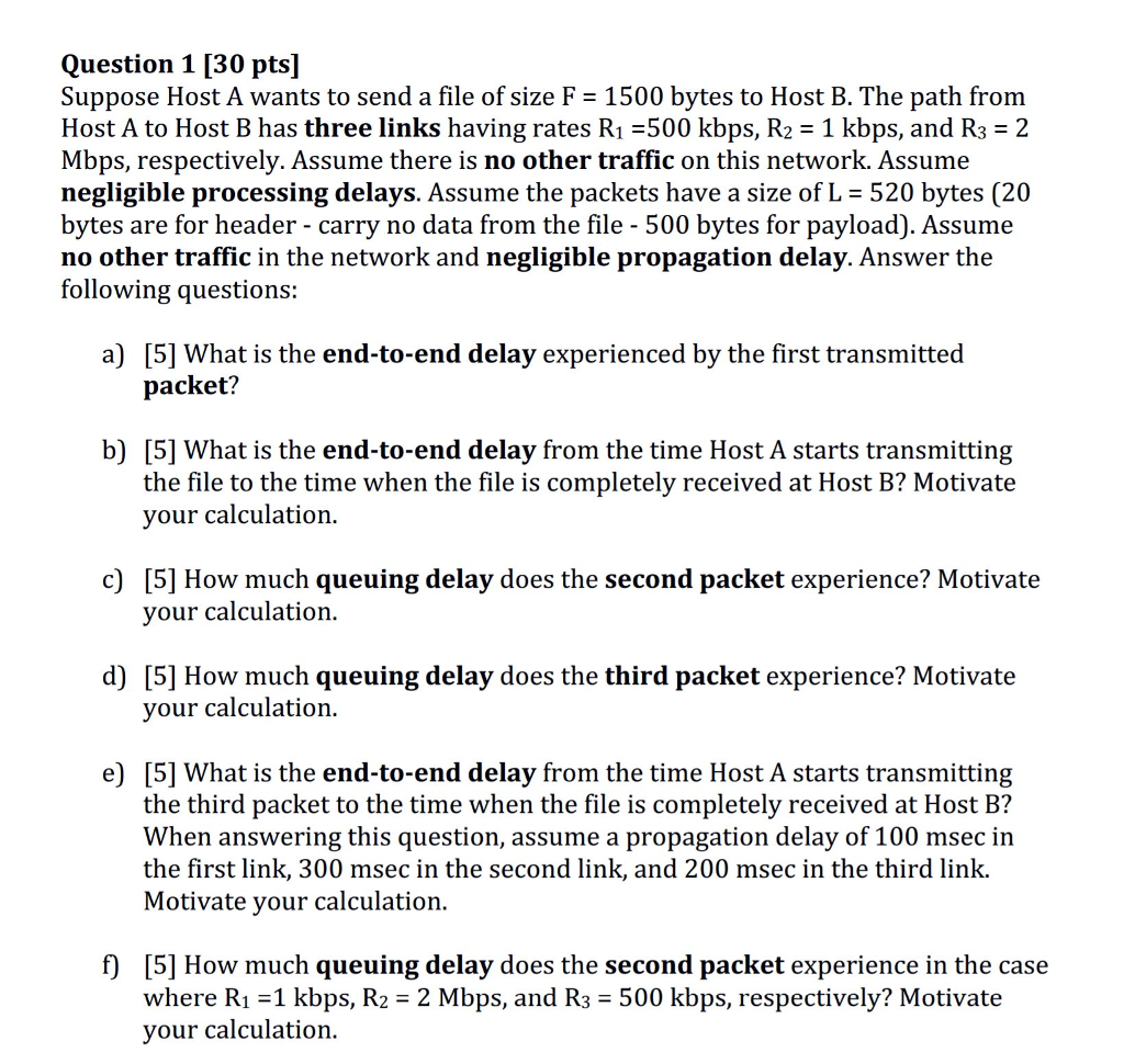 Solved Suppose Host A Wants To Send A File Of Size F = 1500 | Chegg.com