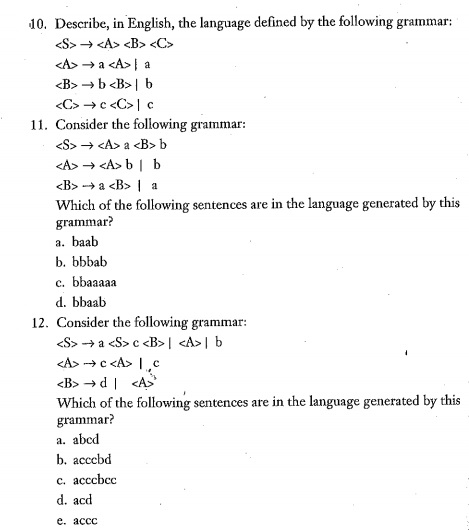 Solved 10. Describe, In English, The Language Defined By The | Chegg.com