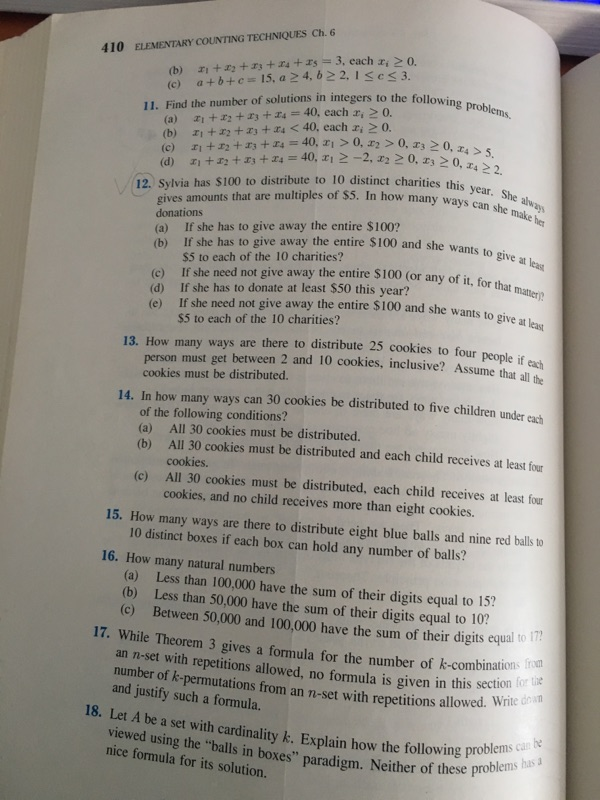 Solved 410 ELEMENTARY COUNTING TECHNIQUES Ch. 6 3, each ri