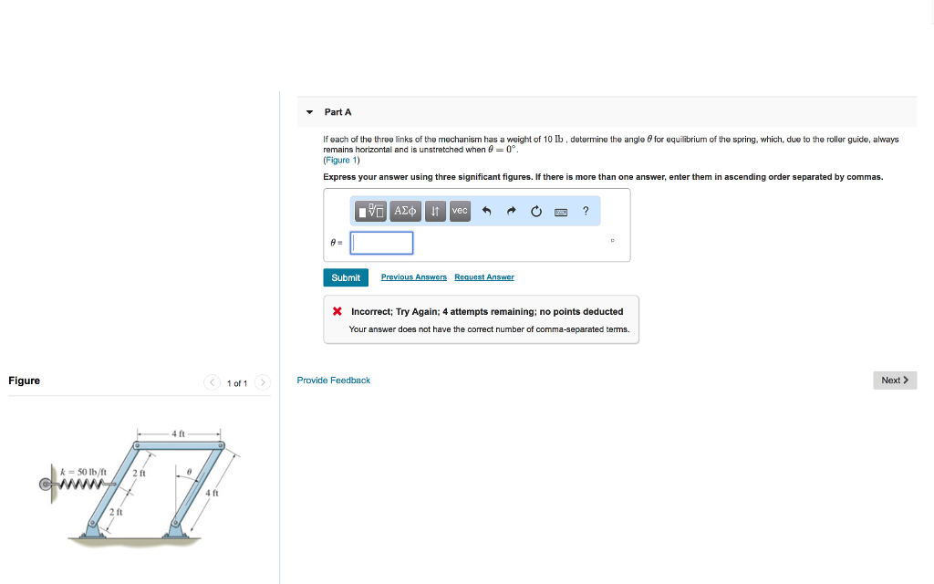 Solved Part A If each of the three links of the mechanism | Chegg.com