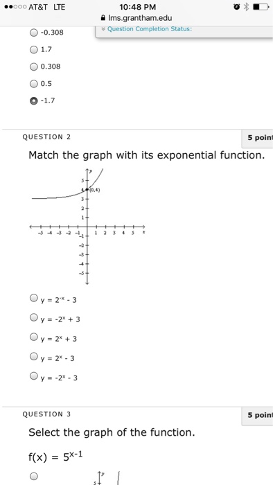 which is the graph of the exponential function y 2 0.5 x