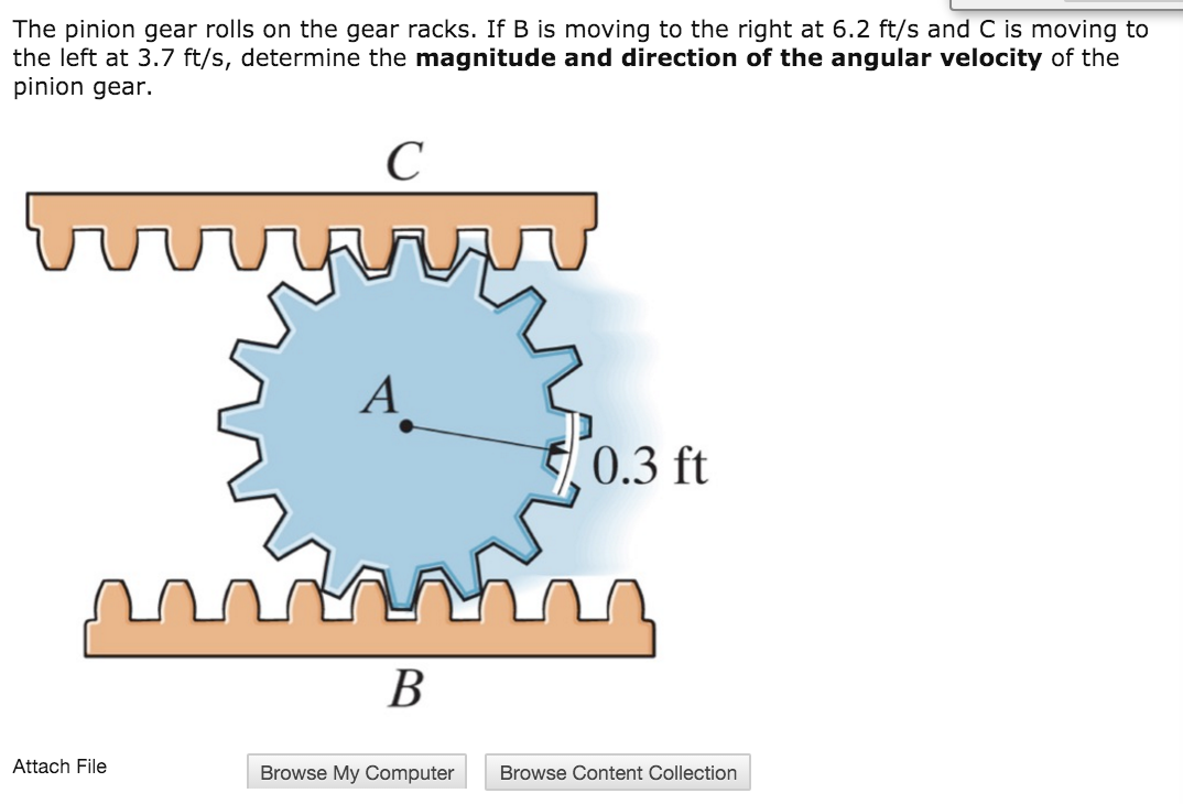 Solved The Pinion Gear Rolls On The Gear Racks. If B Is | Chegg.com