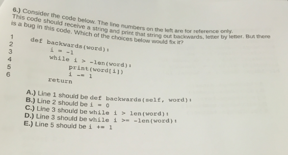 Solved 6.) Consider the code below. The line numbers on the | Chegg.com