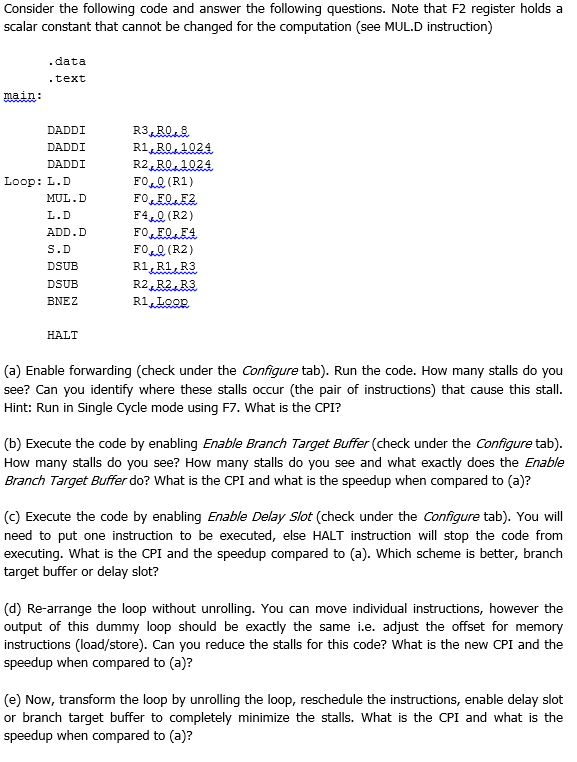 Consider the following code and answer the following | Chegg.com