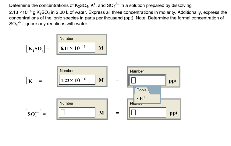 Solved Determine the concentrations of K2SO4, K, and SOin a | Chegg.com