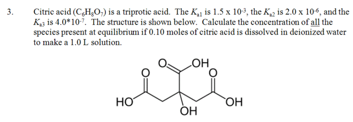 Citric acid (C_6H_8O_7) is a triprotic acid. The K_a1 | Chegg.com