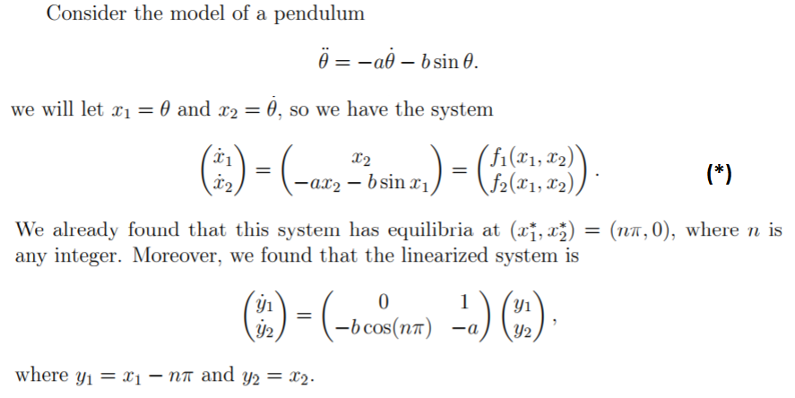 Solved Consider the model of a pendulum theta = -alpha | Chegg.com