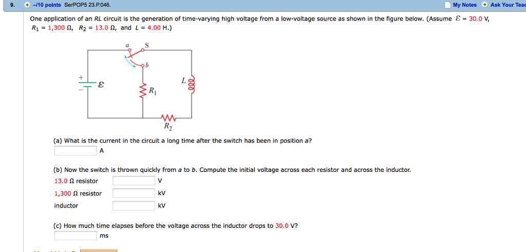 Solved One Application Of An RL Circuit Is The Generation Of Chegg