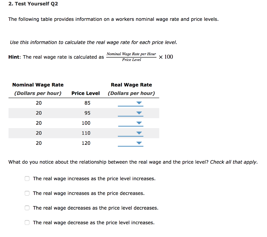 Solved 2. Test Yourself Q2 The Following Table Provides | Chegg.com