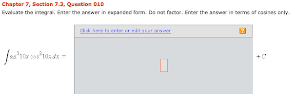 Solved Chapter 7, Section 7.3, Question 005 Evaluate the | Chegg.com