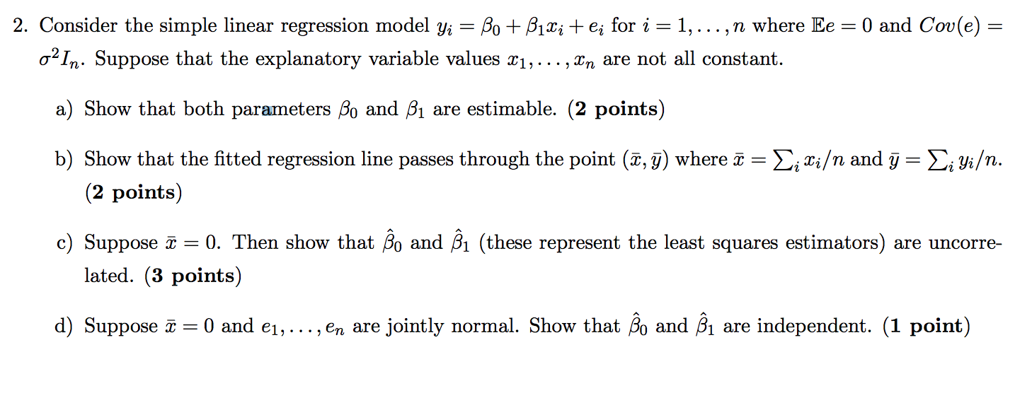 Solved Consider the simple linear regression model yi = | Chegg.com