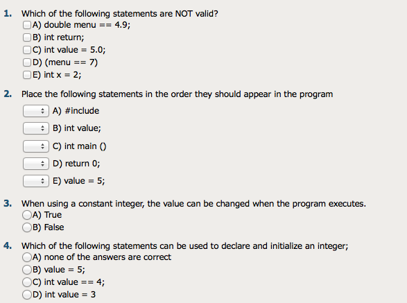 Solved 1. Which of the following statements are NOT valid? | Chegg.com