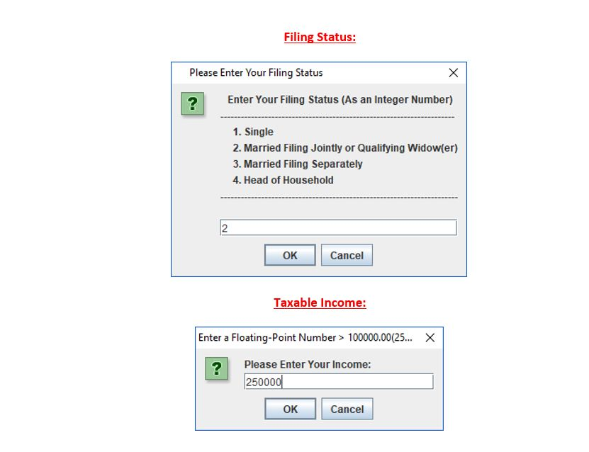 Develop an interactive java program using dialogs for | Chegg.com