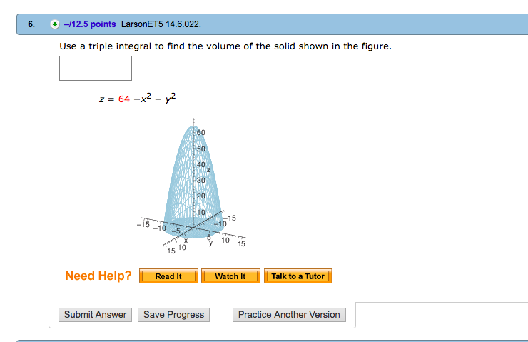 Solved 6. +-12.5 points LarsonET5 14.6.022. Use a triple | Chegg.com