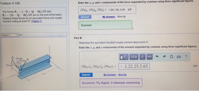 Solved The Forces F_1 {-4i + 4j - 3k} KN And F_2 = {5i - 3j | Chegg.com