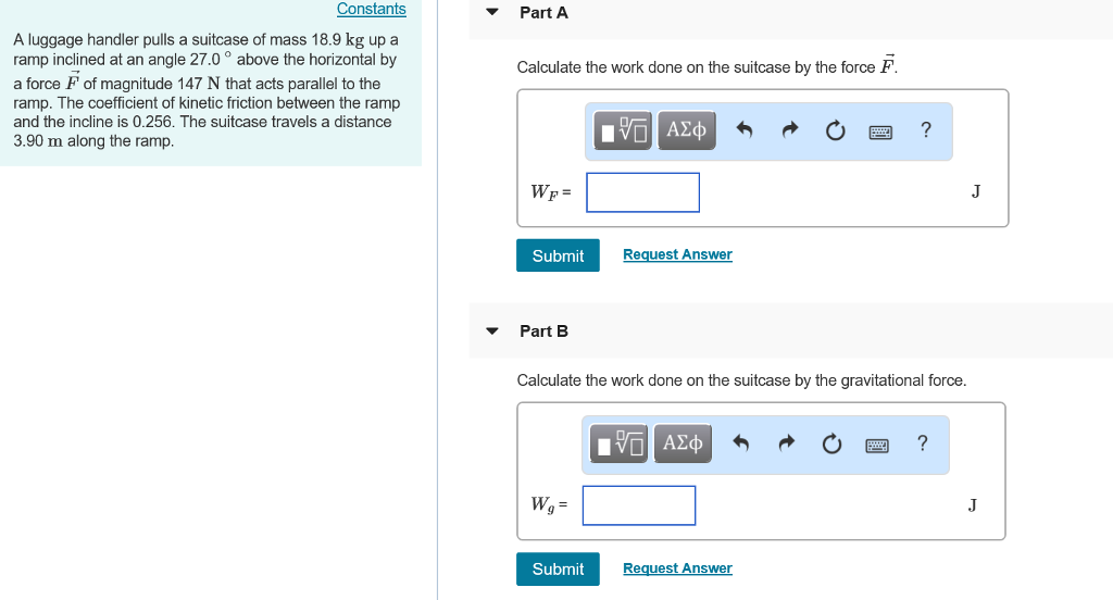Solved Constants Part A Calculate the work done on the | Chegg.com