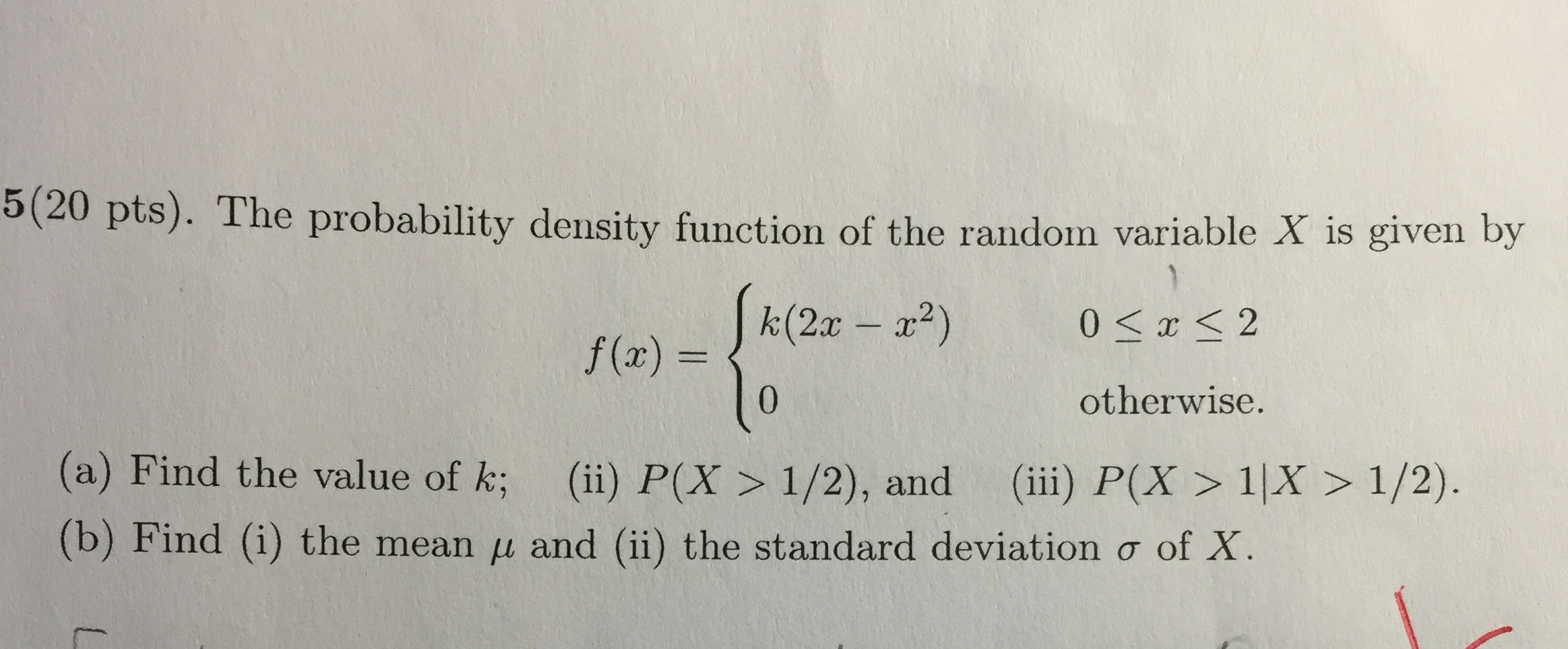 Solved The probability density function of the random | Chegg.com