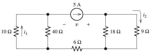 Solved Find the voltage v and the currents i1 and i2 for the | Chegg.com