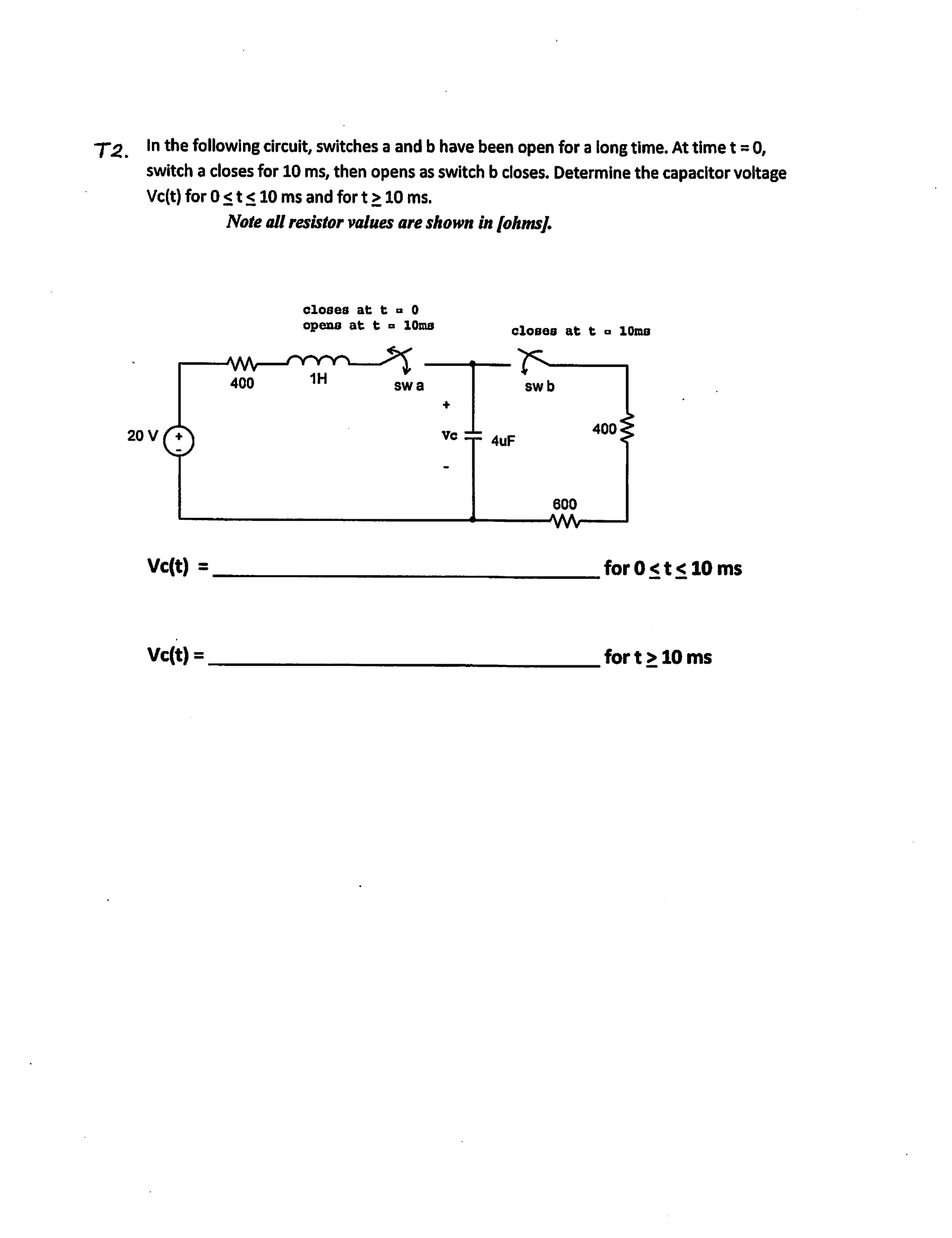 Solved In The Following Circuit, Switches A And B Have Been | Chegg.com