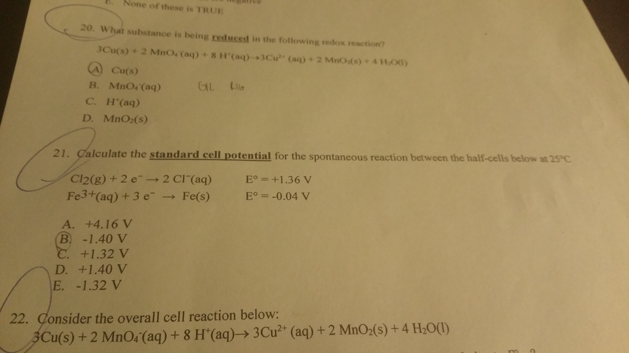 Solved Calculate the standard cell potential for the