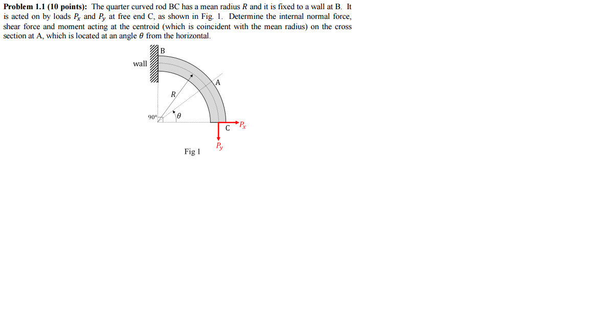 Solved The quarter curved rod BC has a mean radius R and it