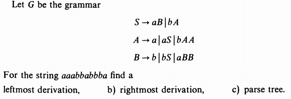 Solved Let G Be The Grammar For The String Aaabbabbba Finda | Chegg.com