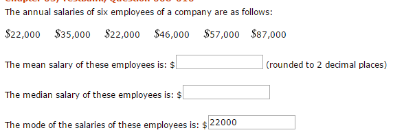 Solved The annual salaries of six employees of a company are | Chegg.com