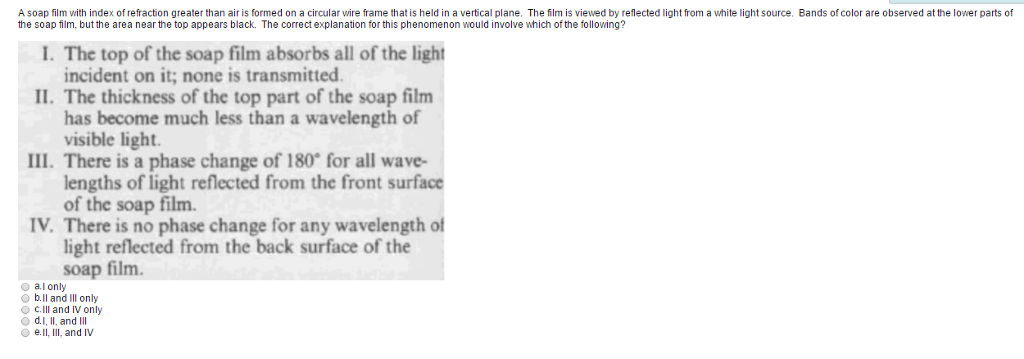 Solved A soap film with index of refraction greater than air | Chegg.com