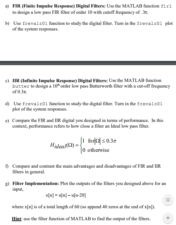 Solved FIR (Finite Impulse Response) Digital Filters: Use | Chegg.com