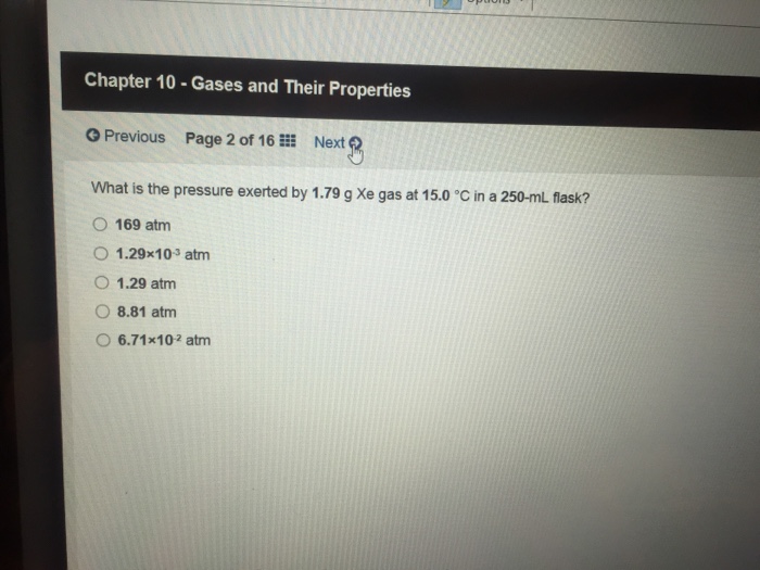 Solved What is the pressure exerted by 1.79 g Xe gas at 15.0