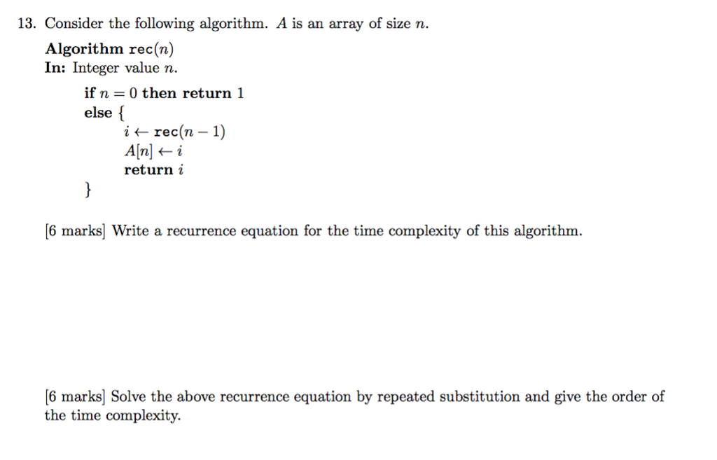 Solved Consider the following algorithm. A is an array of | Chegg.com