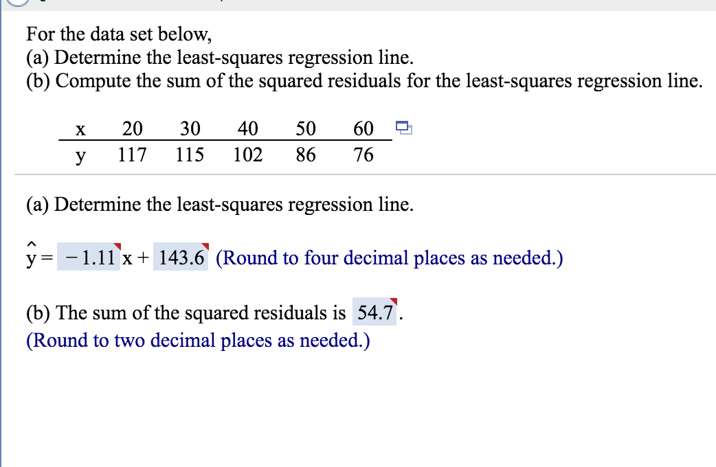 compute least square regression line equation calculator