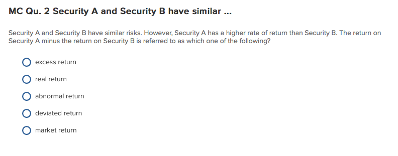 Solved Security A And Security B Have Similar Risks. | Chegg.com