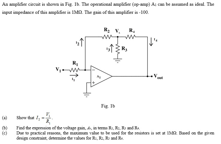 Solved An amplifier circuit is shown in Fig. 1b. The | Chegg.com