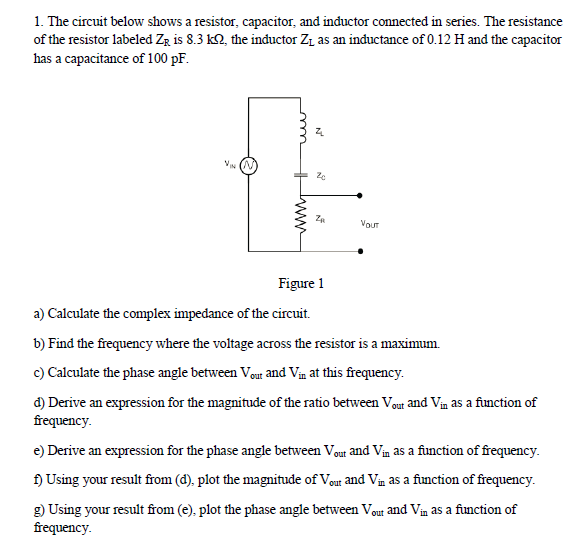 Solved 1. The circuit below shows a resistor. capacitor. and | Chegg.com