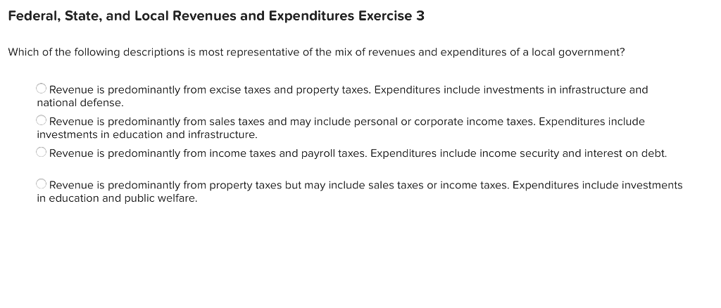Solved Federal State And Local Revenues And Expenditures Chegg