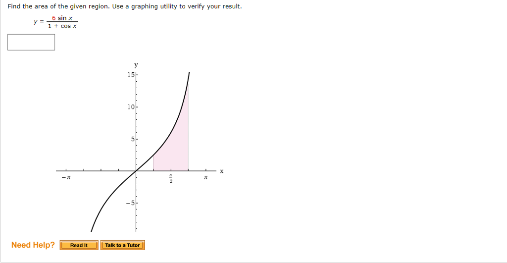 Solved Find the area of the given region. Use a graphing | Chegg.com