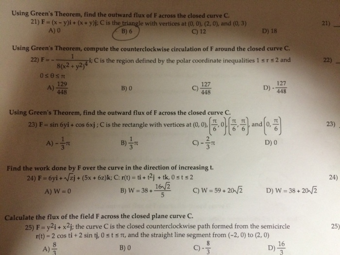 Solved Using Green S Theorem Find The Outward Flux Of F