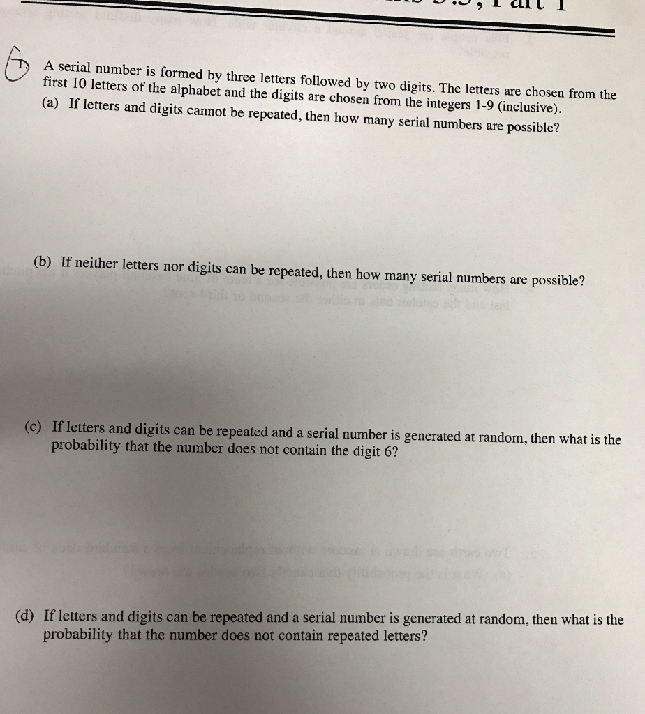 Solved A serial number is formed by three letters followed