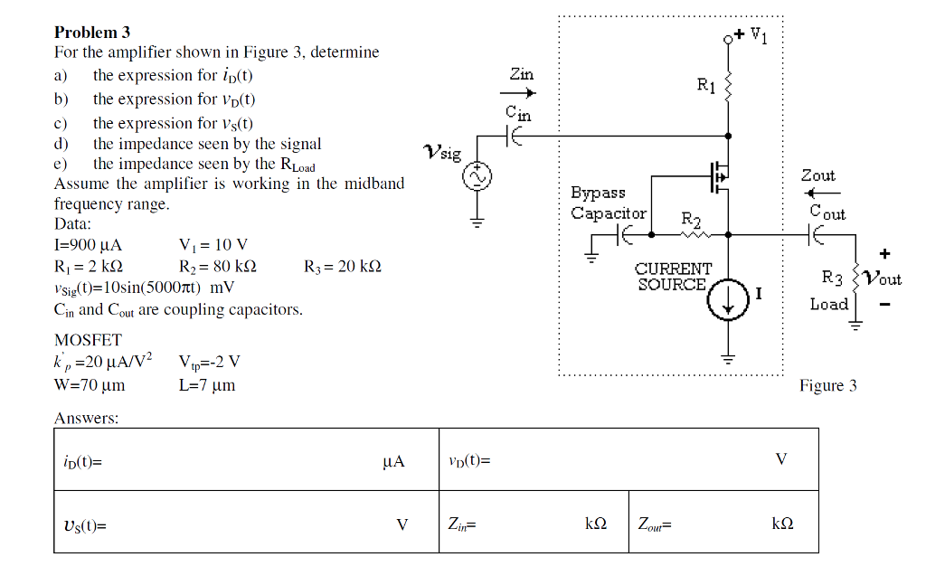 Solved For the amplifier shown in Figure 3, determine a) the | Chegg.com