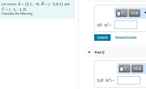 Solved Let vectors A = (2,1,4). B = (-3,0,1), and C= | Chegg.com