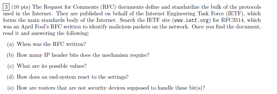 Solved The Request For Comments (RFC) Documents De Ne And | Chegg.com