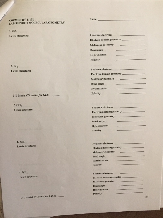 Solved Molecular Geometry | Chegg.com
