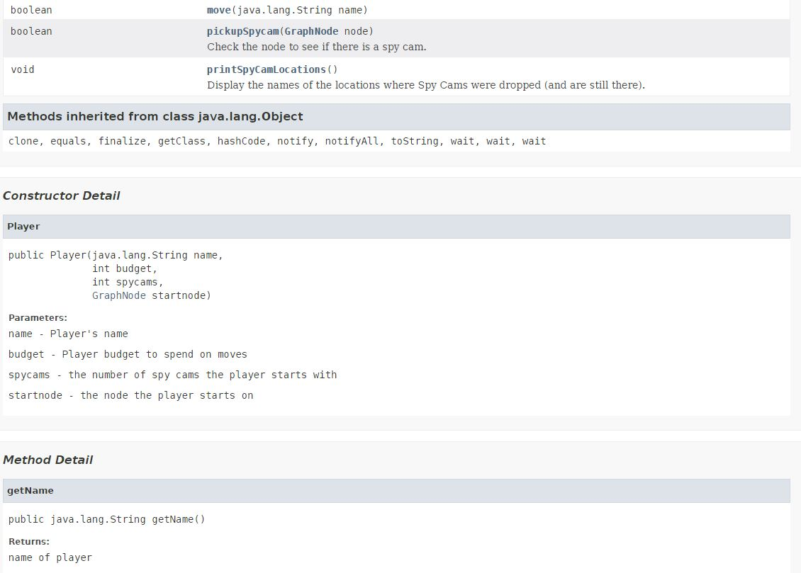 Solved Class Player java.lang.Object Player public class | Chegg.com