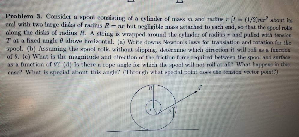 Solved Problem 3. Consider a spool consisting of a cylinder | Chegg.com