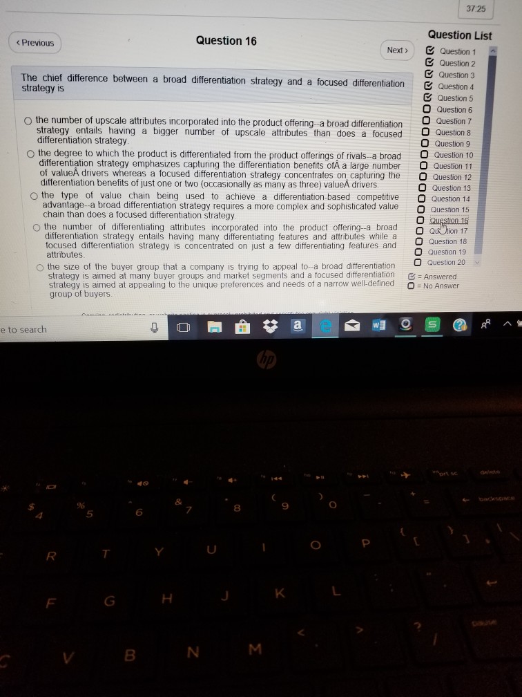 Solved Chapter 5 Quiz 37:36 Question List Question 1 A | Chegg.com
