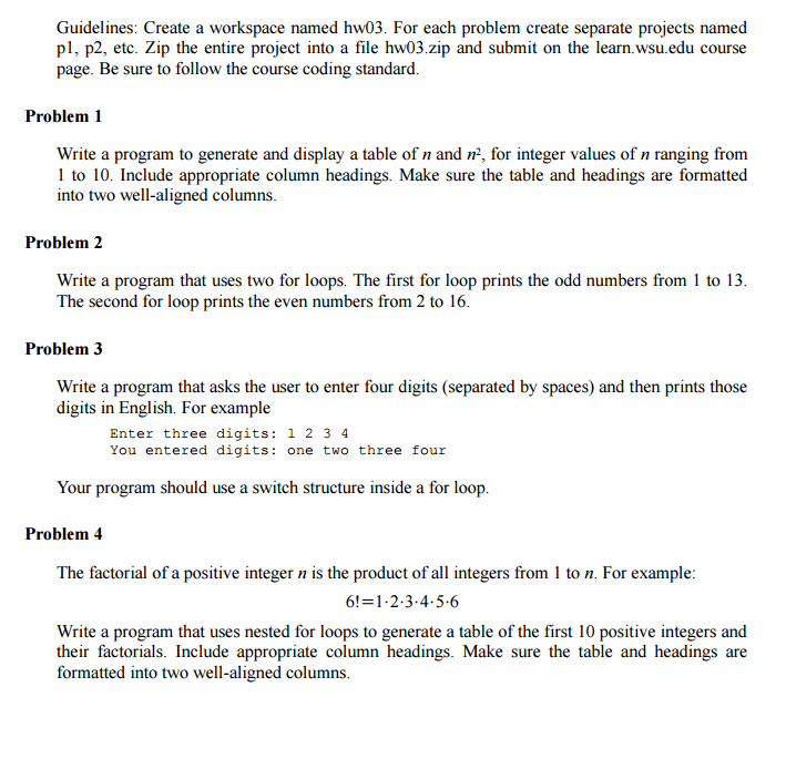 Solved Write a program to generate and display a table of n | Chegg.com