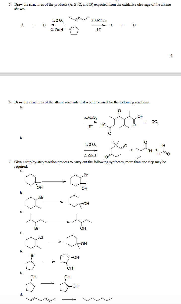 Solved Draw The Structures Of The Products (A, B, C, And D) | Chegg.com