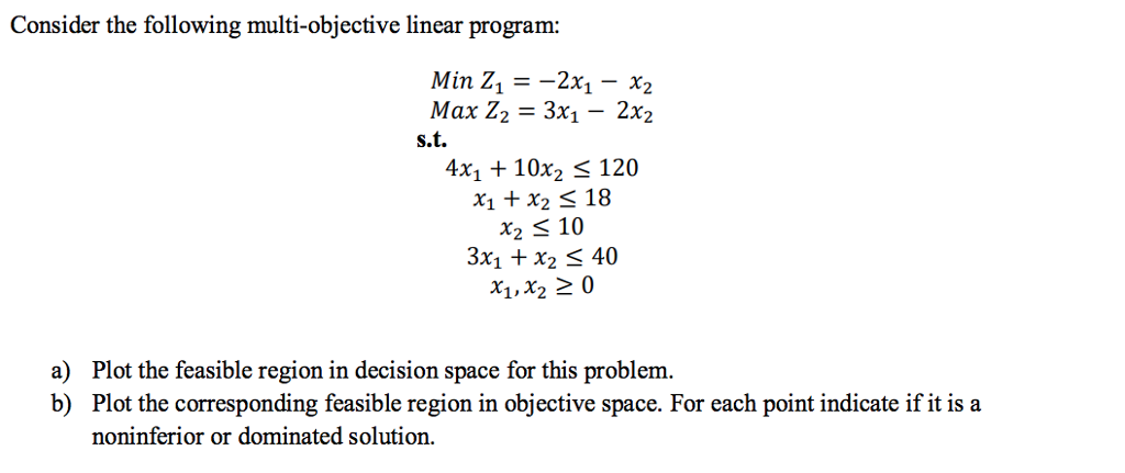 Solved Consider The Following Multi-objective Linear | Chegg.com