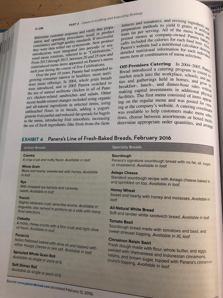 Solved Directions Read the case study "Panera Bread